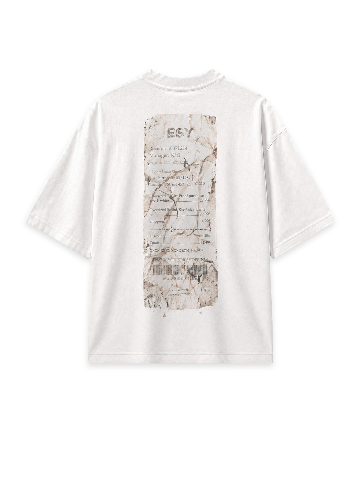 Old ESY Receipt | Camiseta Oversize